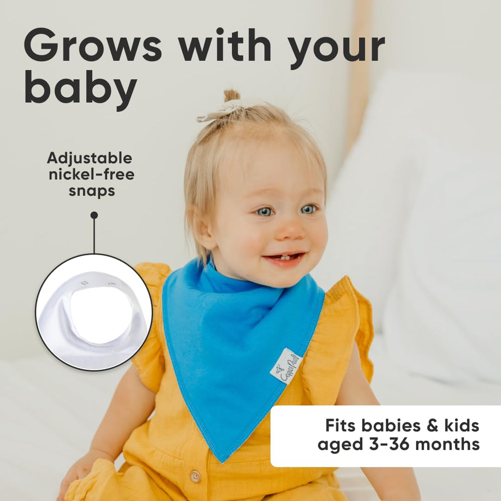 Copper Pearl Blueberry 4-pack bibs stacked, stylish gifting-ready set.