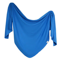 Copper Pearl Blueberry knit swaddle shows soft-knit texture for cozy newborn comfort.
