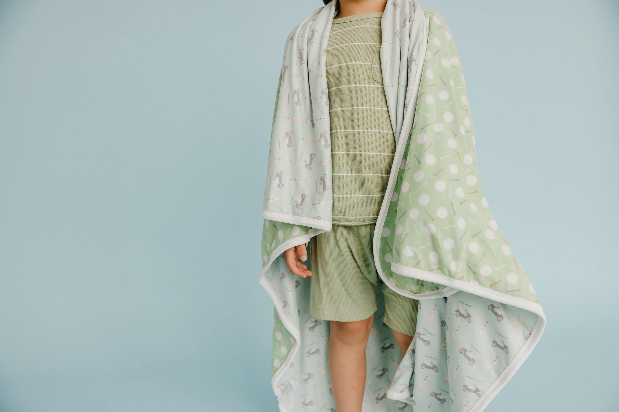 Copper Pearl Bogey three-layer blanket nursery-design shot showing modern style complements other Copper Pearl pieces.