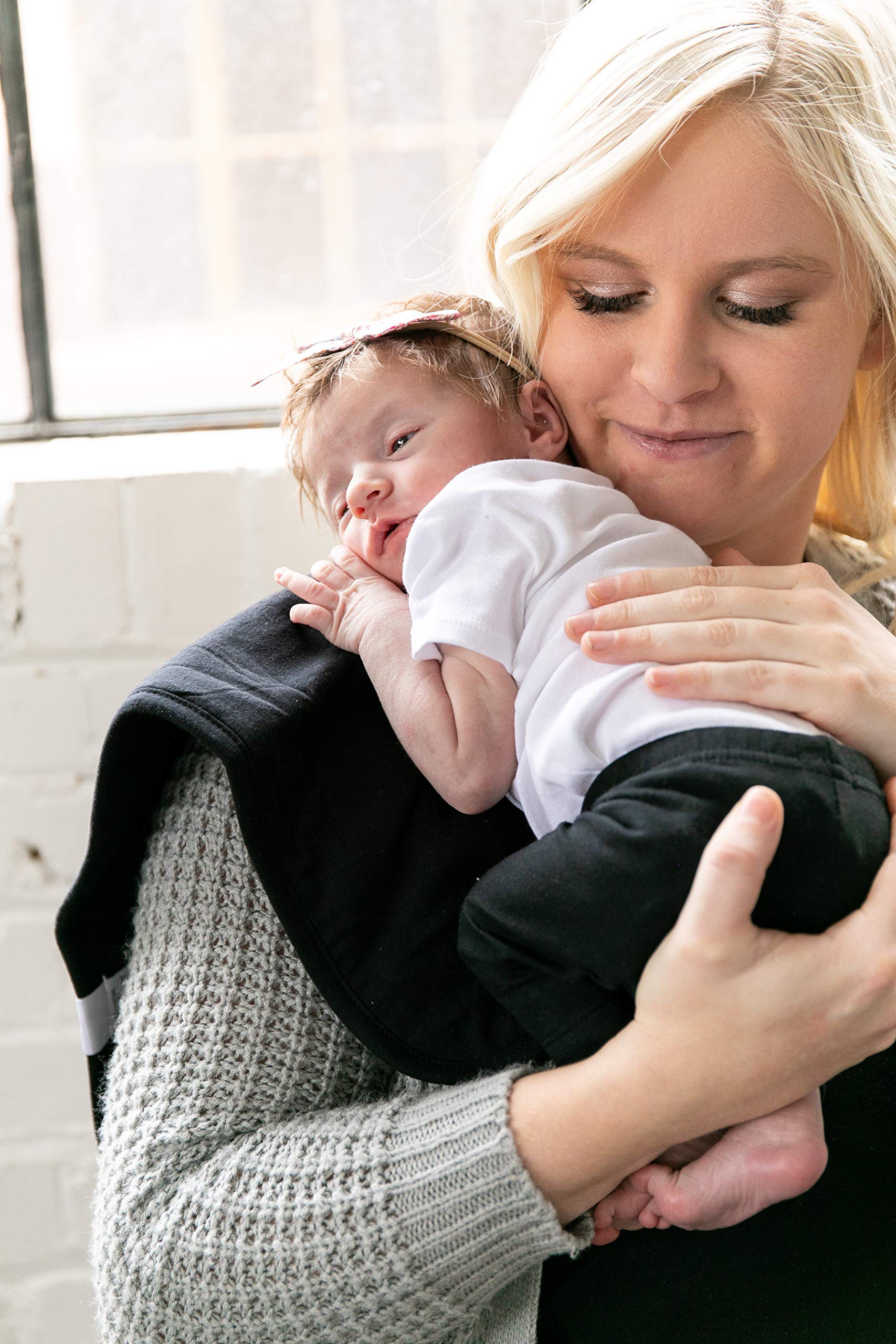 Copper Pearl burp cloth is machine washable for easy care.