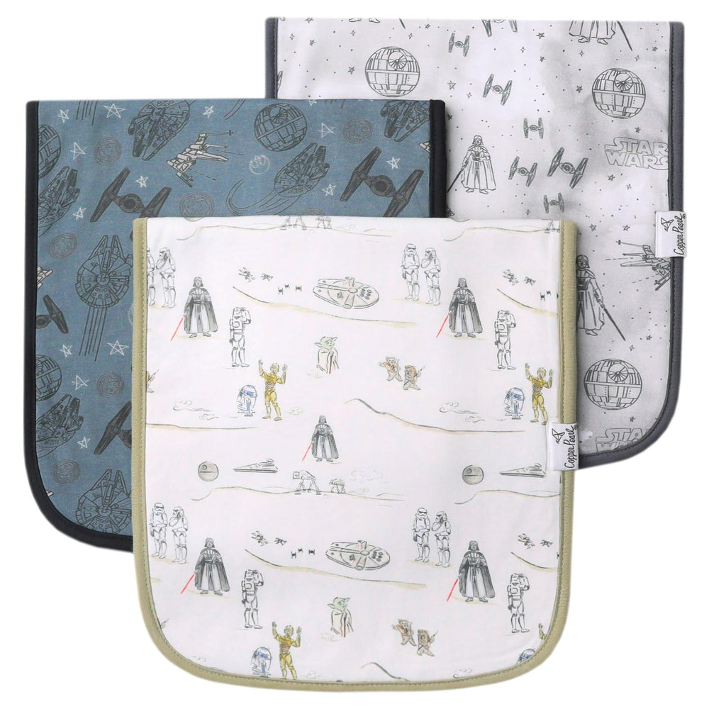 Copper Pearl Burp Cloth large 21x10 with full shoulder coverage for messes.