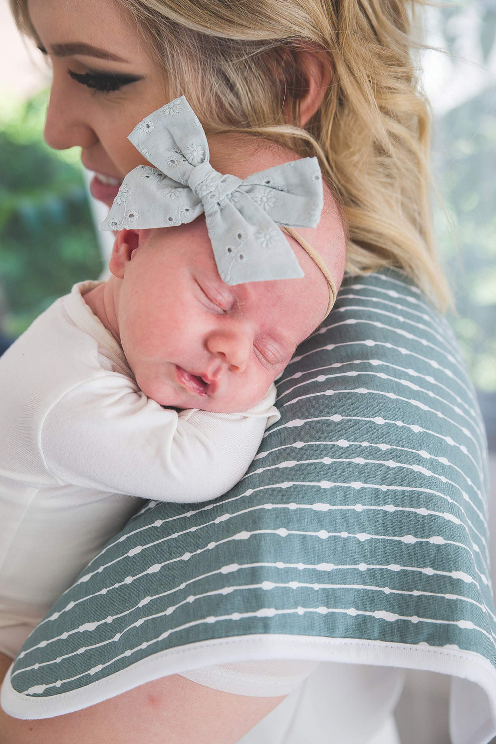 Copper Pearl burp cloth soft cotton front closeup conveys baby-friendly comfort