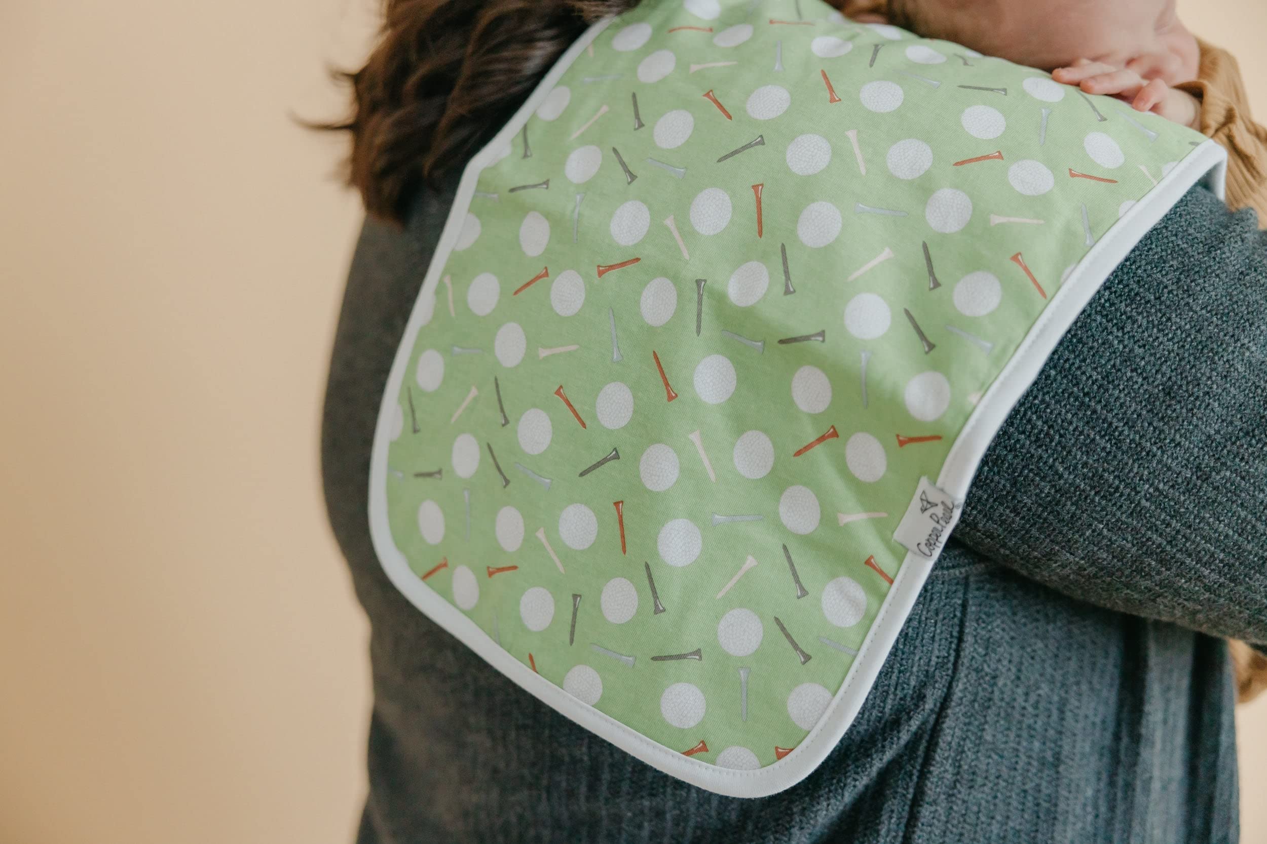 Copper Pearl burp cloths versatile for washcloths, bibs, and towels.