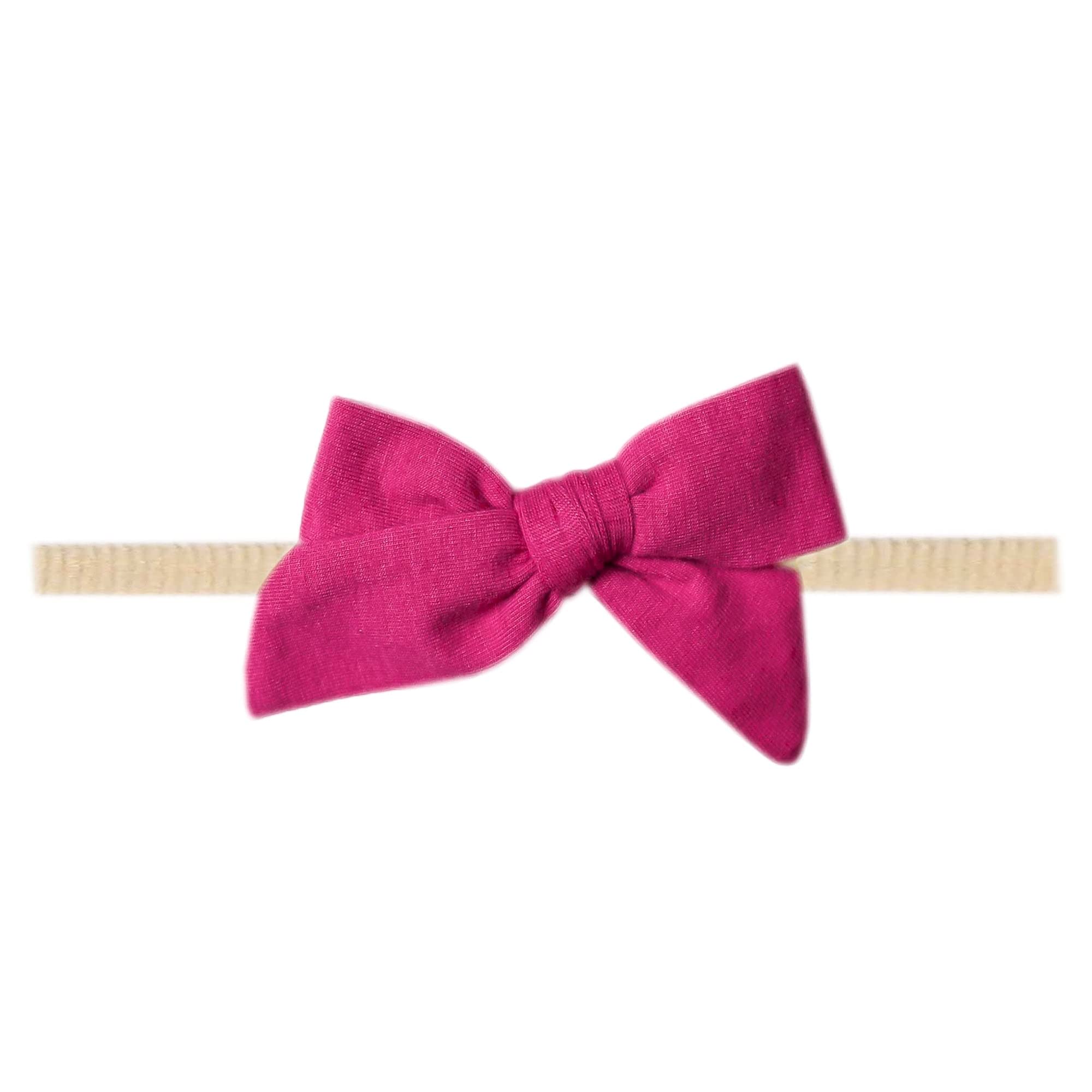 Copper Pearl Classic Baby Bow Berry front view highlights ultra-soft fabric for newborn comfort.