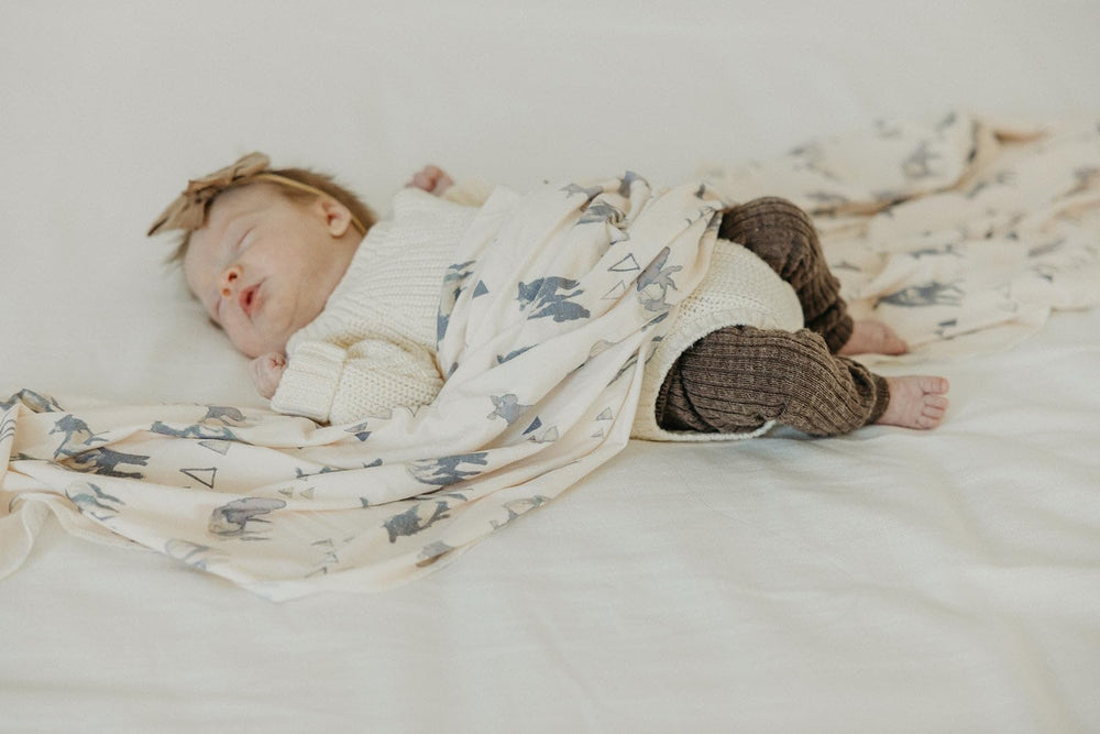 Copper Pearl Cody baby blanket features stylish prints coordinating with accessories.