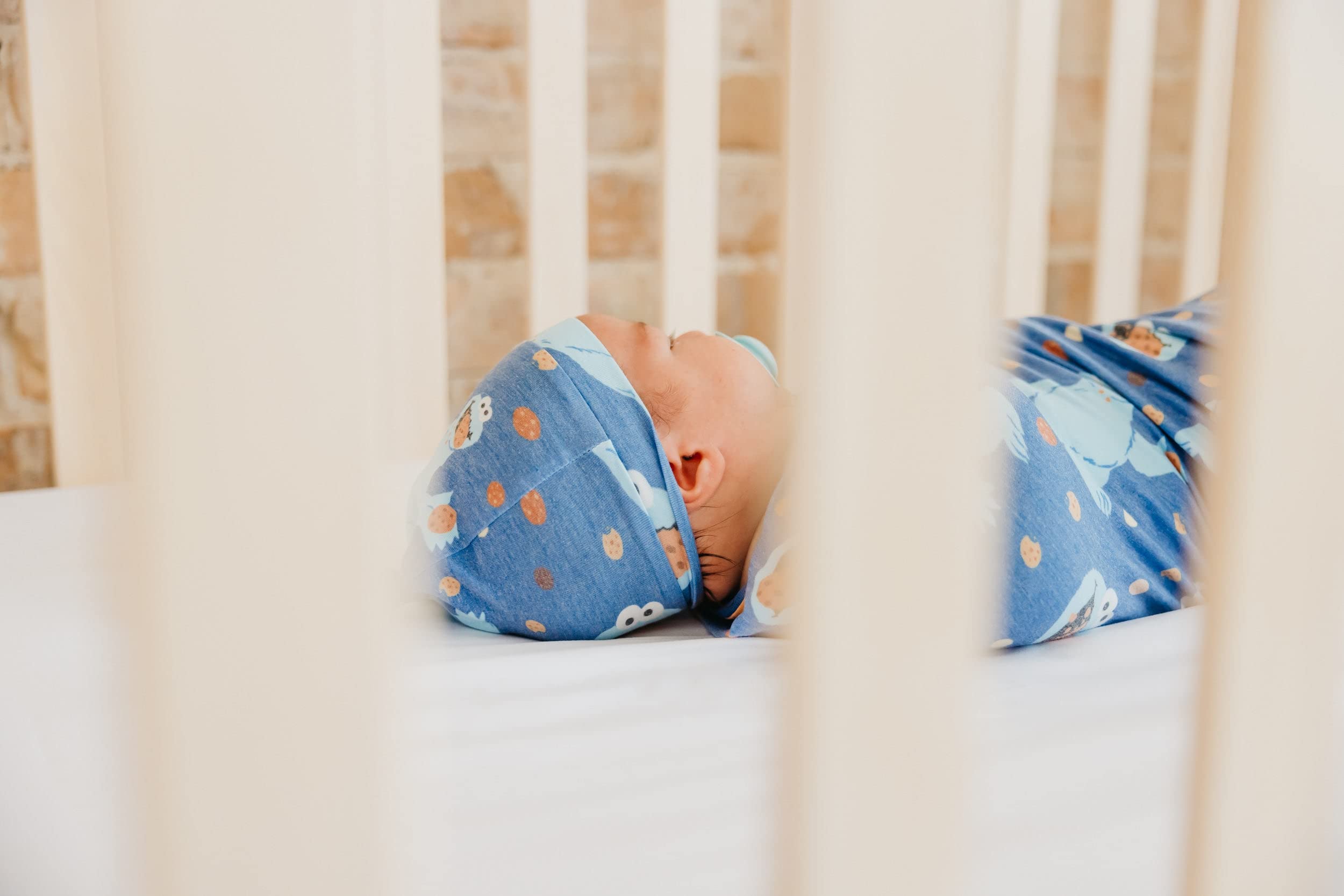 Copper Pearl Cookie Monster baby shower gift idea featured swaddle blanket.