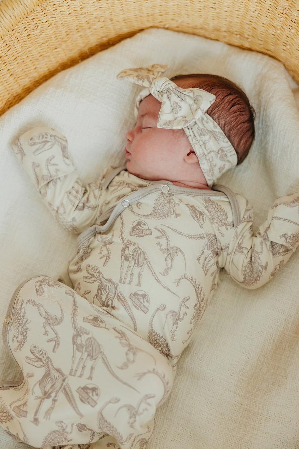 Copper Pearl coordinating headband with swaddles for a cohesive look