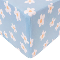 Copper Pearl Della crib sheet closeup shows soft knit fabric for a cozy sleep-ready feel