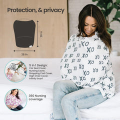 Copper Pearl denim stroller cover—sun protection and quick access for infants