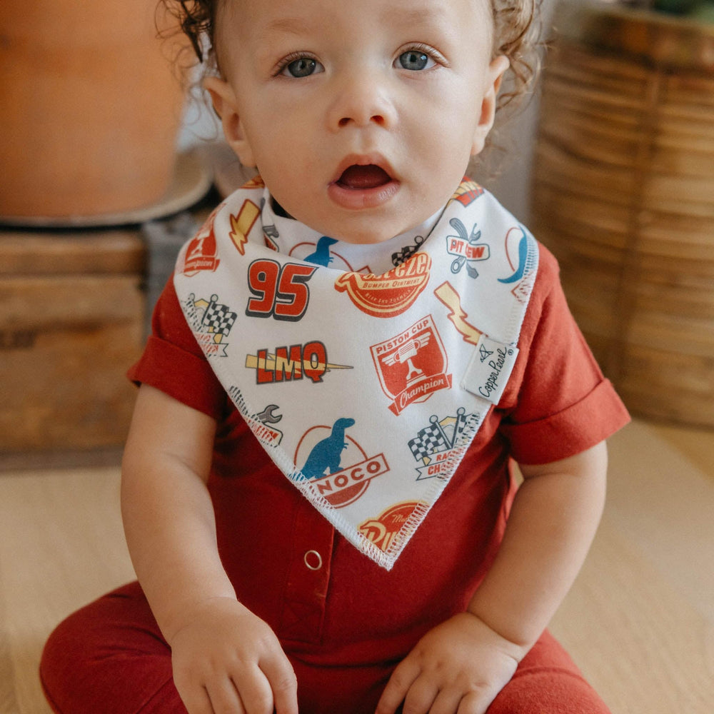Copper Pearl Disney Pixar Cars four-pack bib set suitable for gifting
