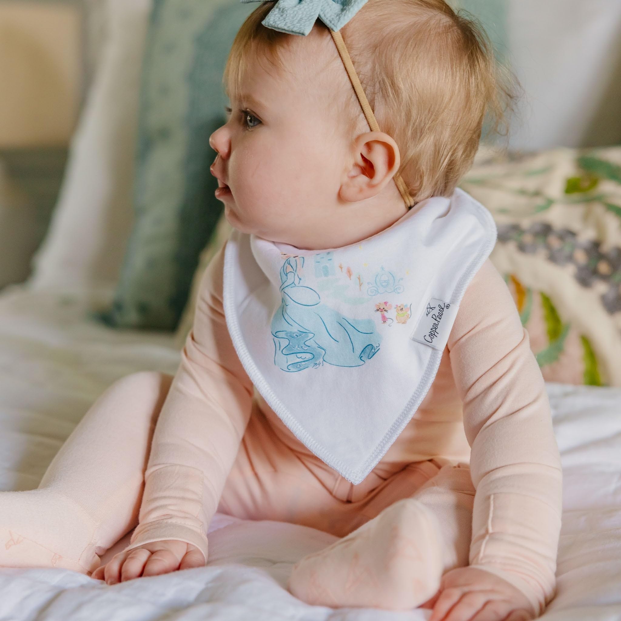 Photography prop use: baby styling with Copper Pearl Disney Princess bandana bib set