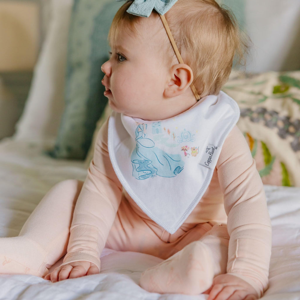 Photography prop use: baby styling with Copper Pearl Disney Princess bandana bib set