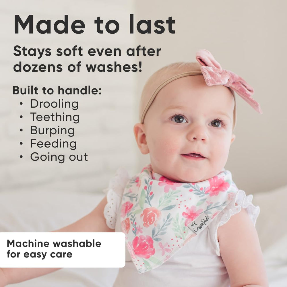 Copper Pearl bib showing double-layer absorbent design with water-resistant backing