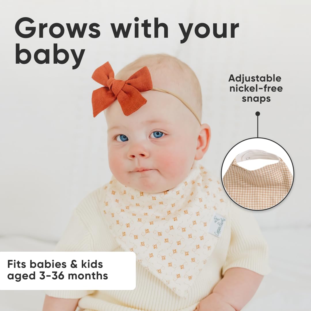 Copper Pearl Eden bibs feature stylish Eden prints for everyday wear
