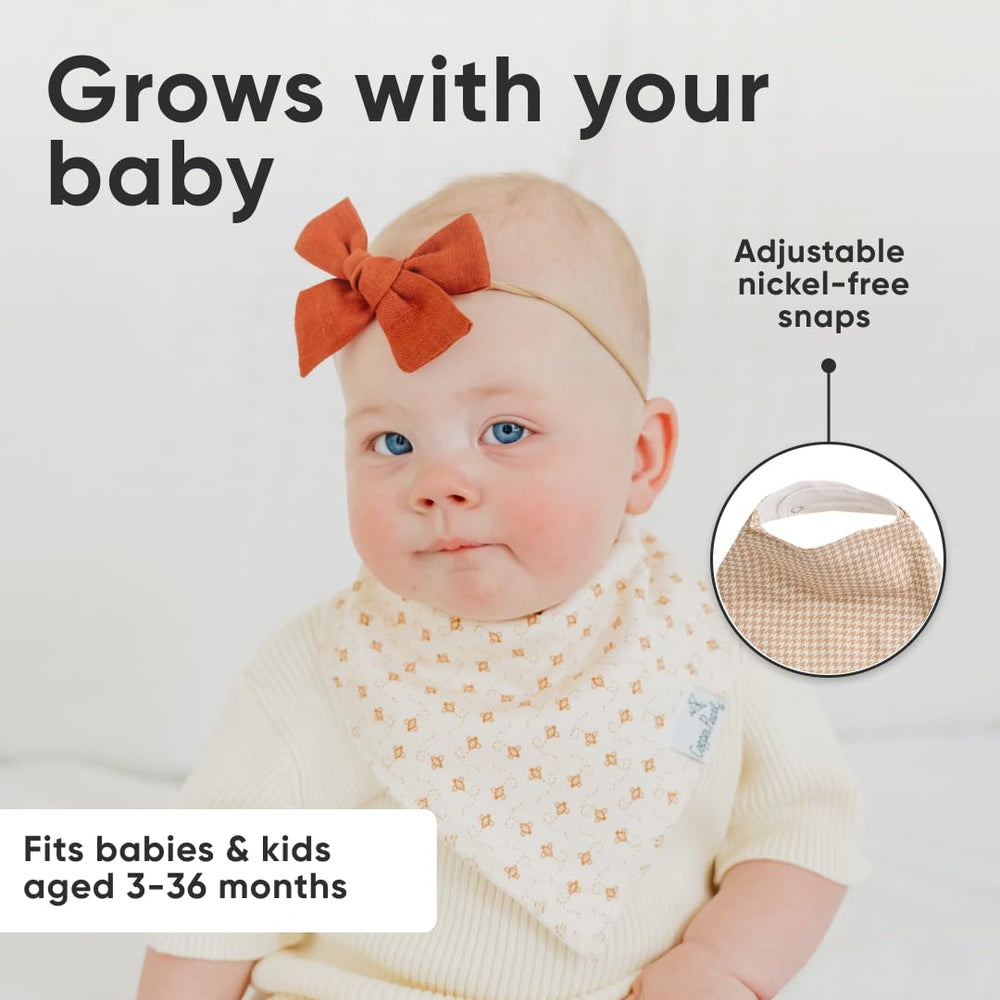 Copper Pearl Eden bibs feature stylish Eden prints for everyday wear