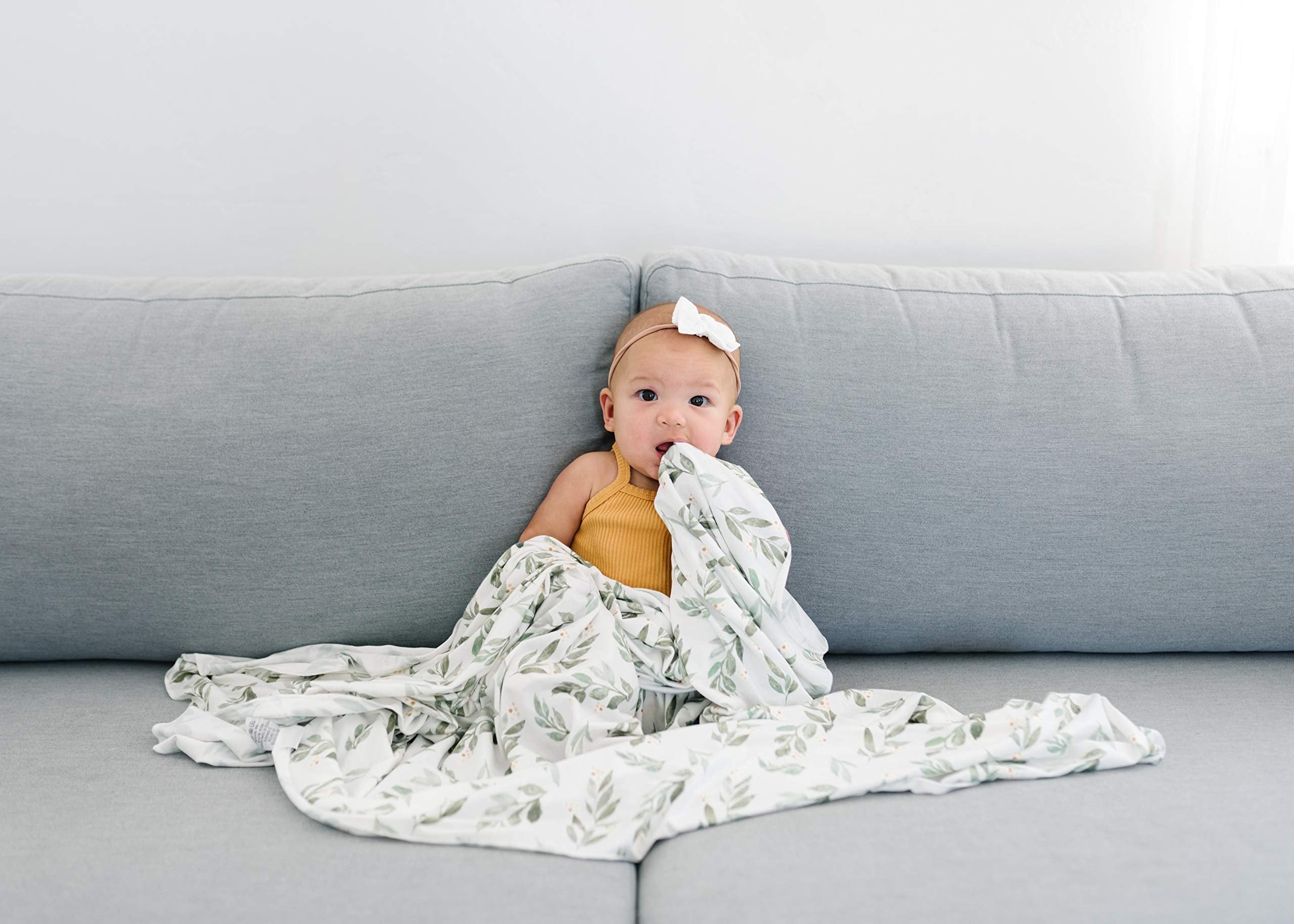 Copper Pearl Fern swaddle blanket toddler-use scene demonstrates growing comfort over time.