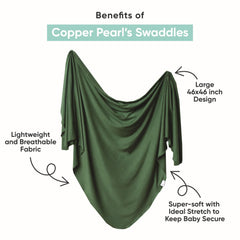 Copper Pearl Floral Bloom swaddle folded to reveal generous 46x46 inch size.
