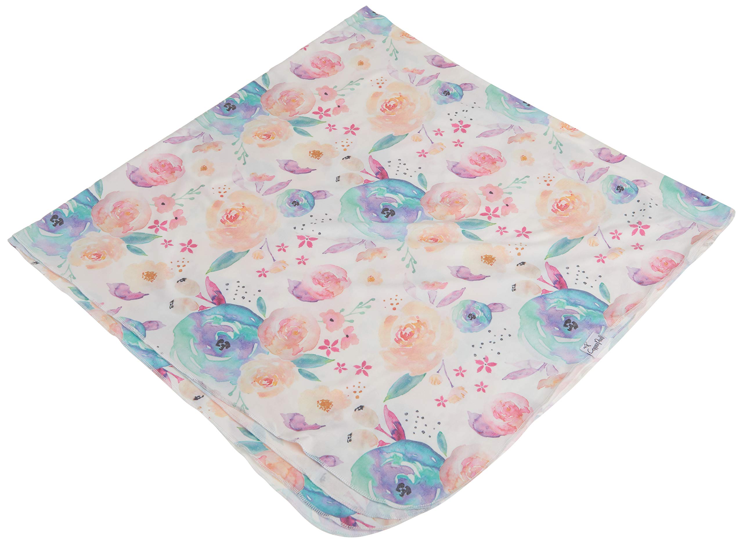 Copper Pearl Floral Bloom swaddle knit texture highlights premium fabric blend softness.