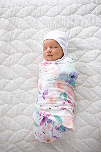 Copper Pearl Floral Bloom swaddle on toddler-sized blanket shows long-lasting usefulness.
