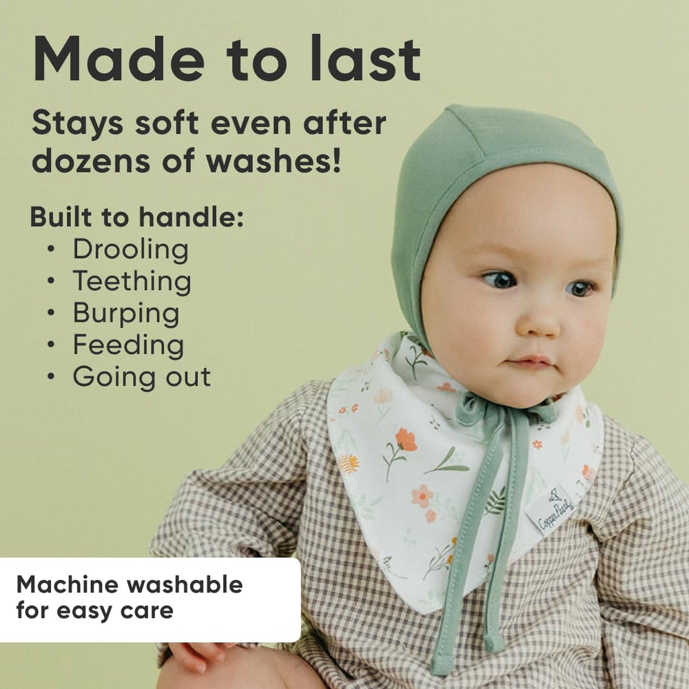 Copper Pearl Goosie soft cotton bibs close-up highlights ultra-soft material and front absorbency.