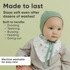 Copper Pearl Goosie soft cotton bibs close-up highlights ultra-soft material and front absorbency.
