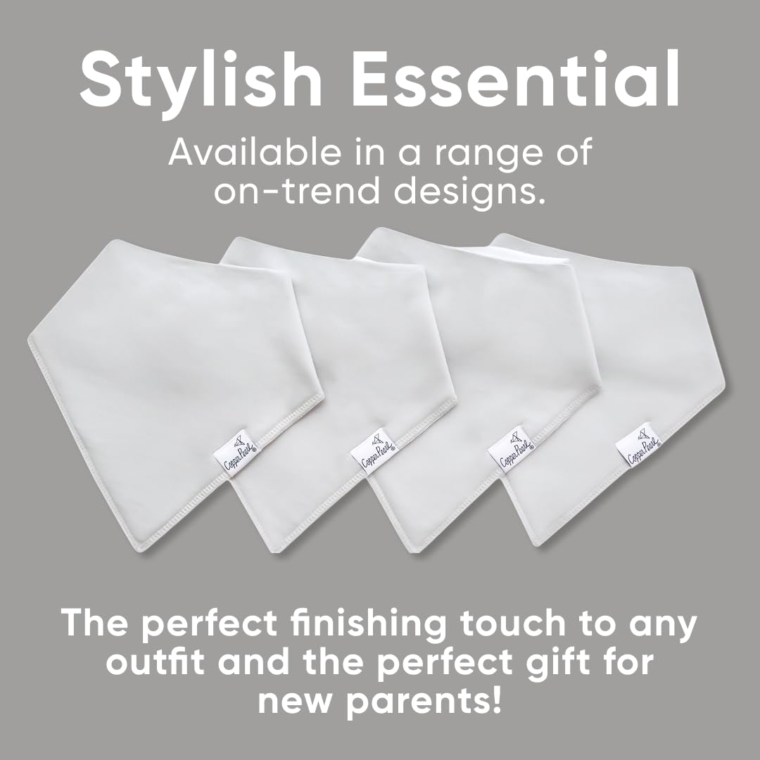 Copper Pearl Gray Basics bibs packaging indicates gift-ready presentation for new parents
