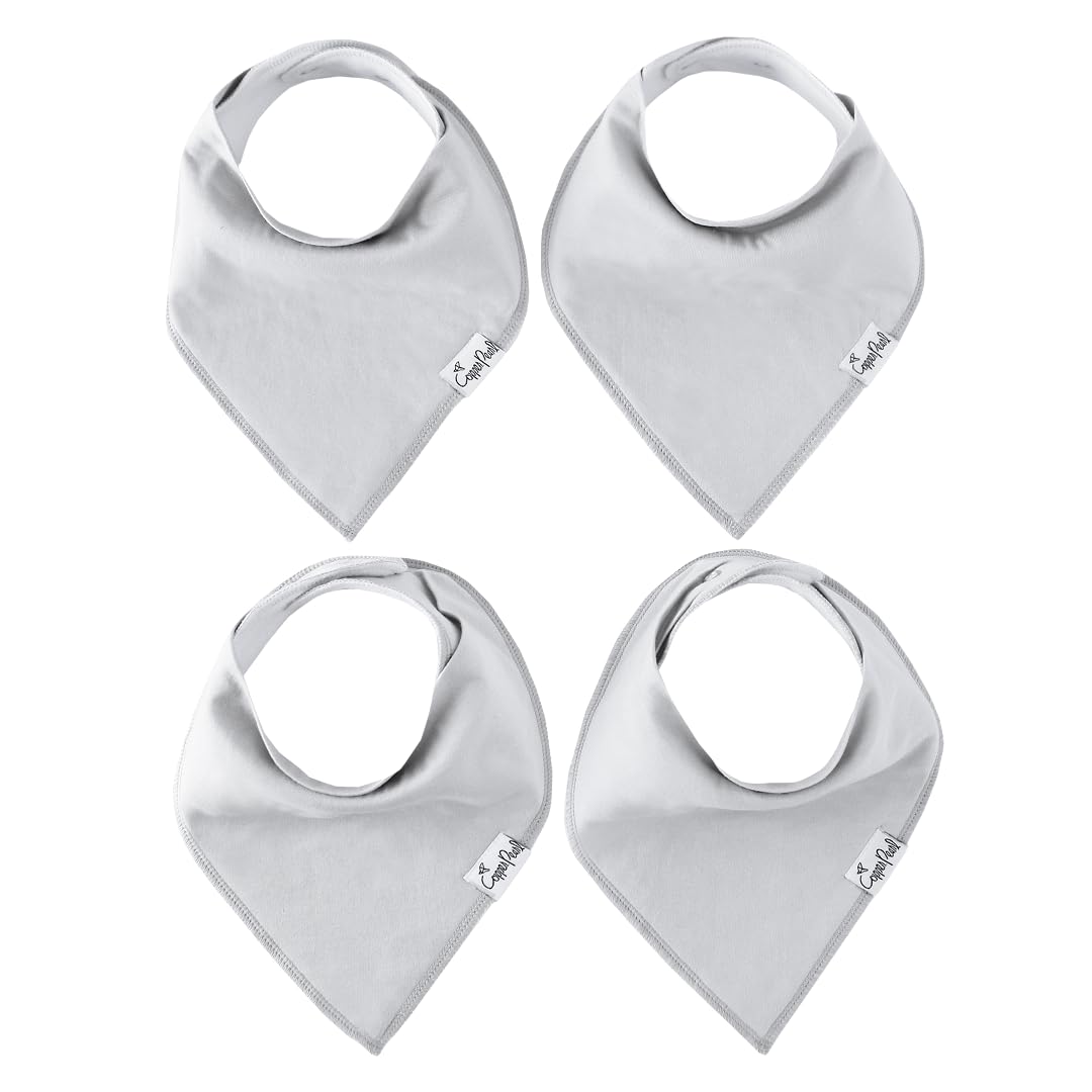 Copper Pearl Gray Basics bibs pack front shows stylish drool protection for everyday wear