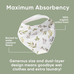 Copper Pearl Haven baby-wearing bibs demonstrate adjustable snaps for growing comfort.