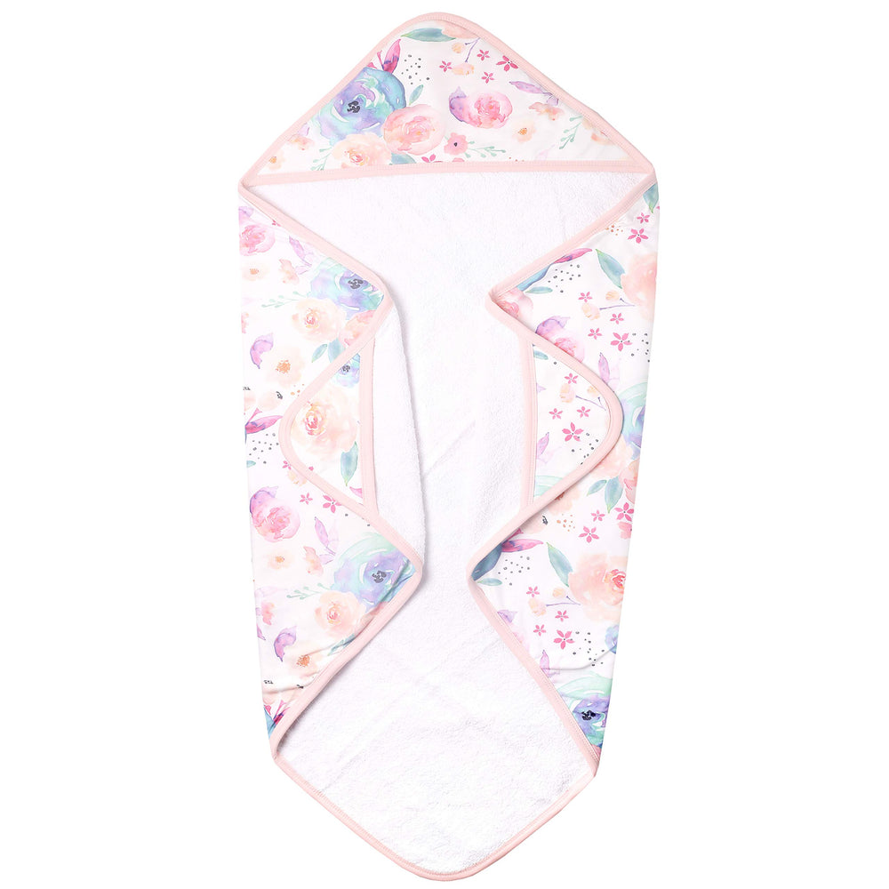 Copper Pearl Hooded Bath Towel Bloom gift-ready packaging for showers.