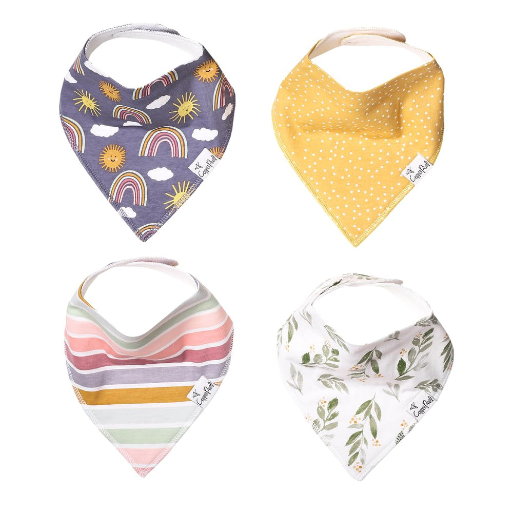 Copper Pearl Hope bib front view shows ultra-soft cotton for everyday mess protection.