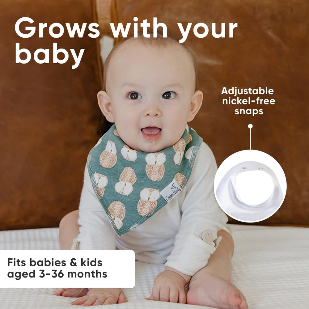 Copper Pearl Ivy bibs in packaging highlight a thoughtful baby shower gift