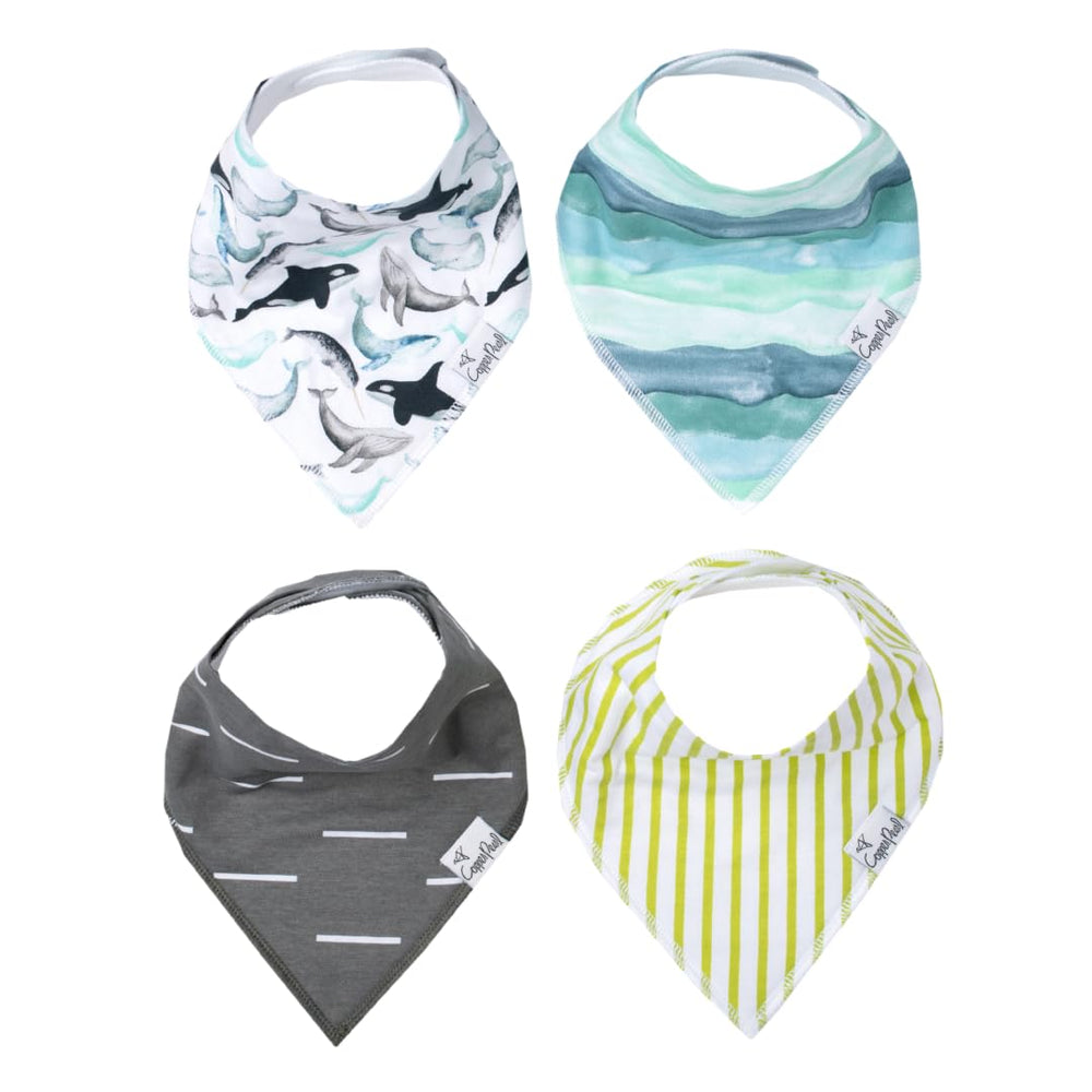 Copper Pearl Kai bib front view shows ultra-soft cotton and four-pack value.