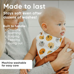 Copper Pearl Karver bib stays-put snaps ensure secure wear without irritating skin.