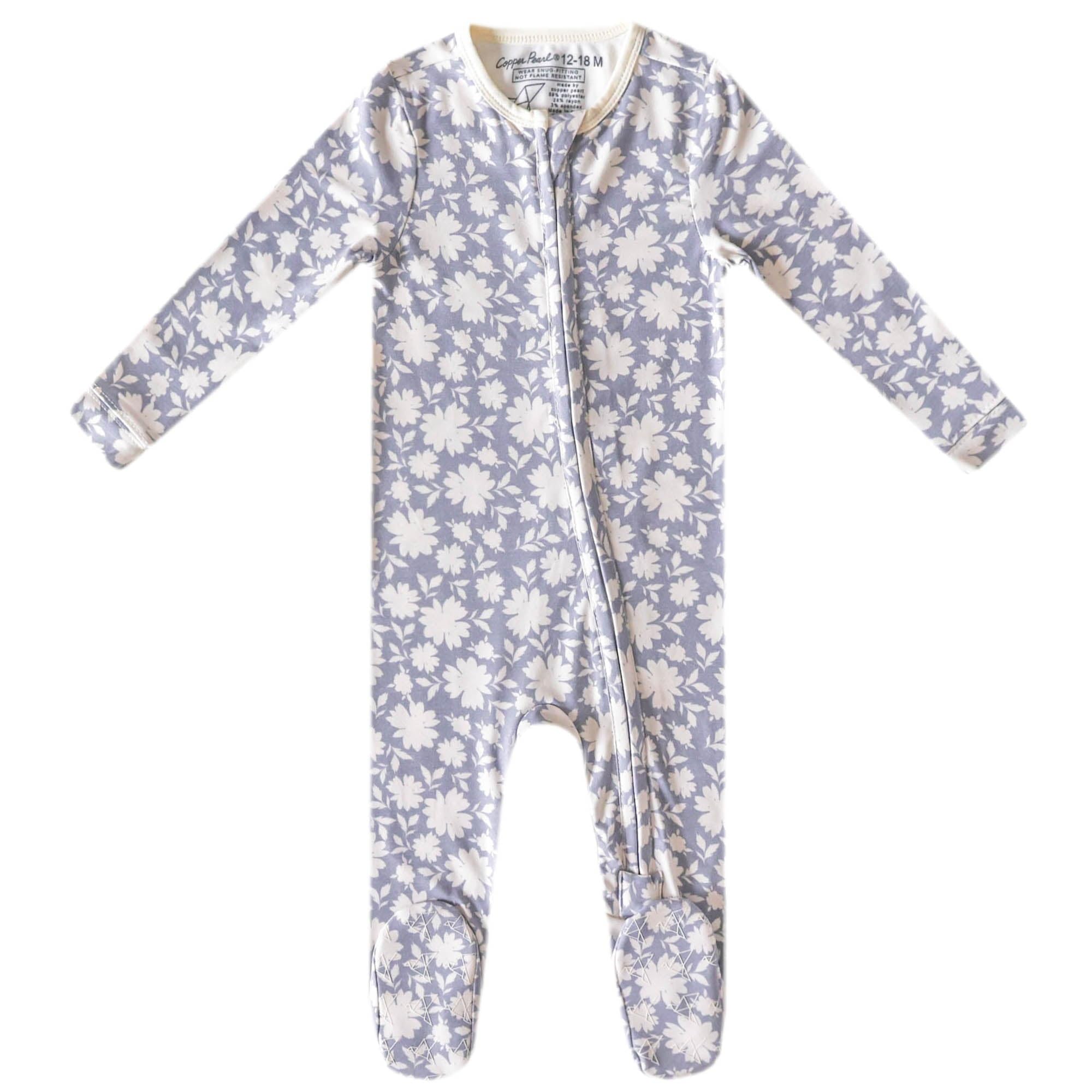Copper Pearl Lacie zip-up footie highlights ultra-soft knit fabric for cozy naps.