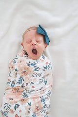 Copper Pearl Large Knit Swaddle Autumn closeup fiber detail highlighting premium rayon softness.