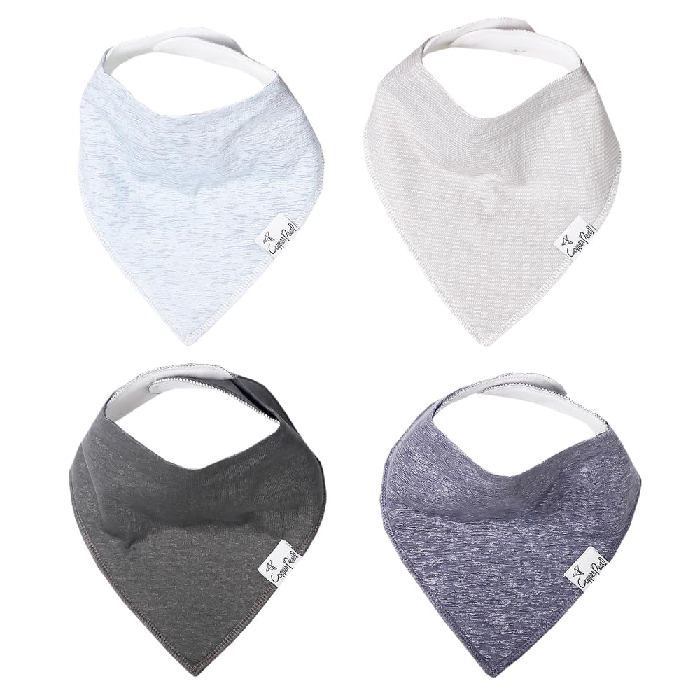 Copper Pearl Lennon bibs pack close-up shows absorbent cotton and trendy designs for drool.