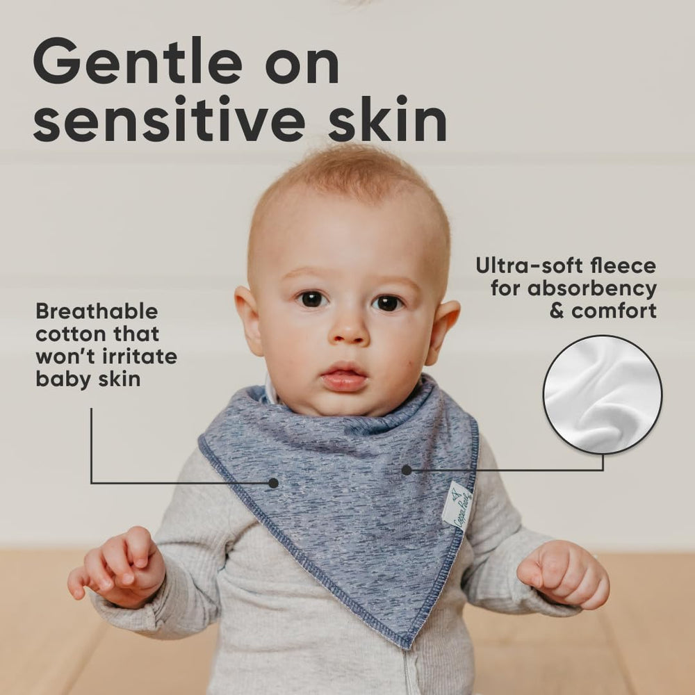 Copper Pearl Lennon soft cotton bib emphasizes gentle material for daily use.
