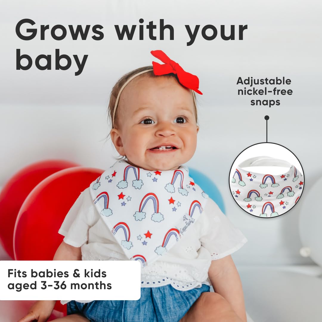 Copper Pearl Liberty fashion-print bibs add style to daily outfits