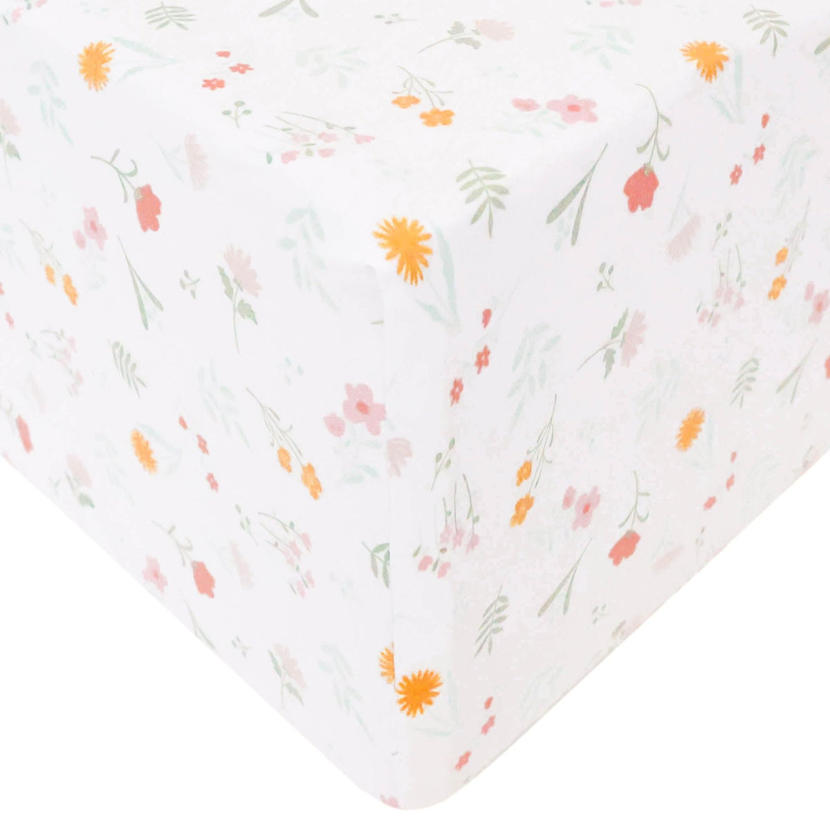 Copper Pearl Mabel crib sheet folded to show premium knit fabric and soft texture.