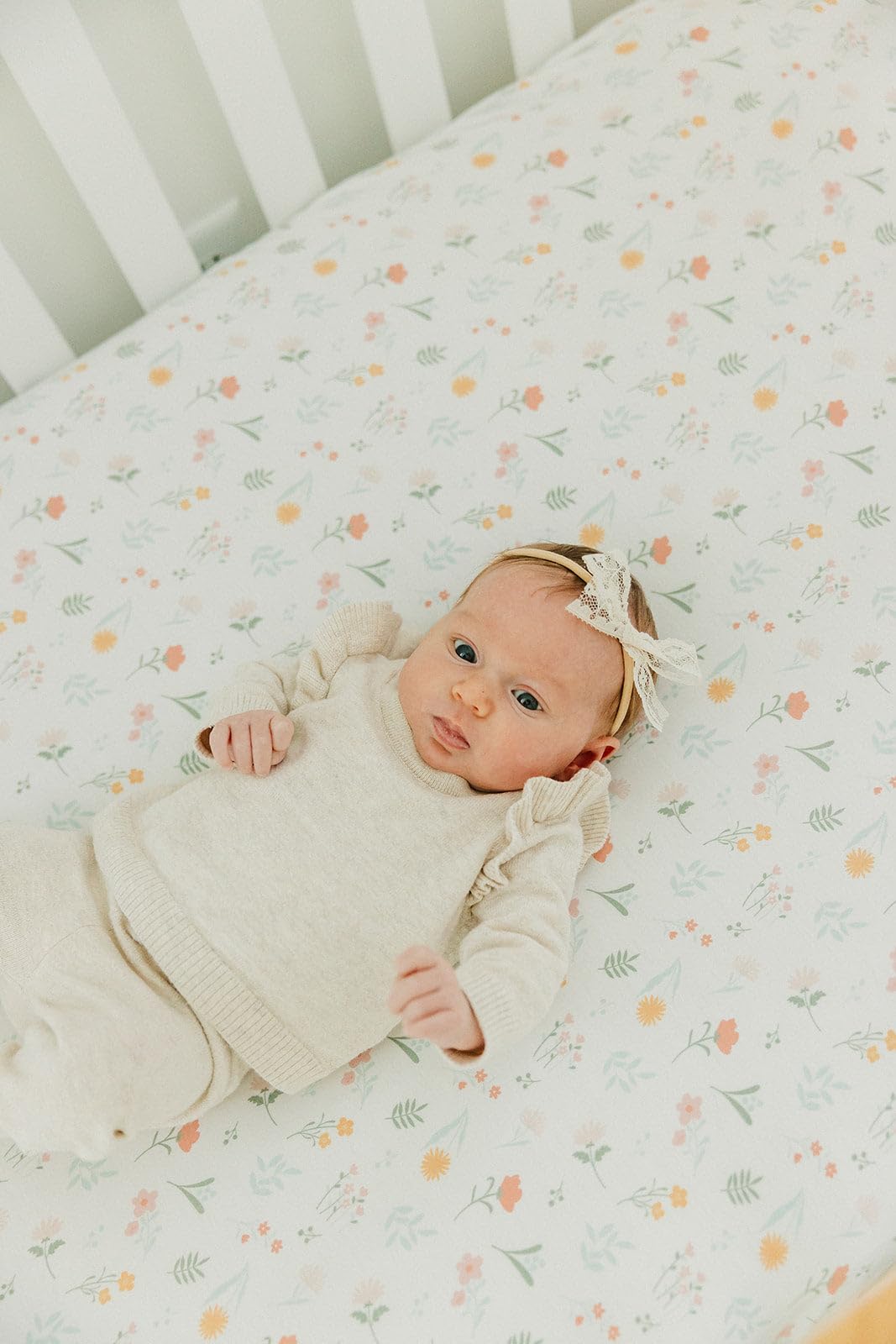 Copper Pearl Mabel toddler sheet laid flat for easy fitting and coordination.