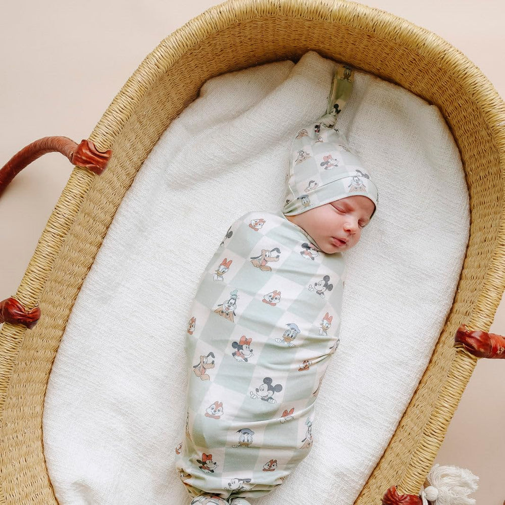 Copper Pearl Mickey Mouse & Friends swaddle blanket packaging—gift-ready presentation for new moms