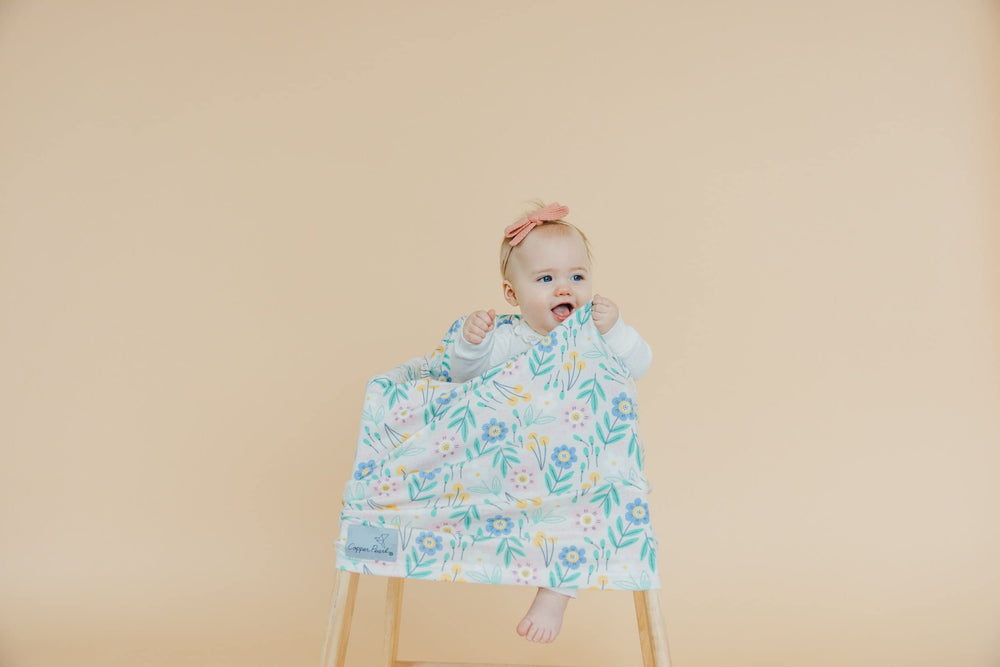 Copper Pearl all-season use cover keeps baby comfortable in varied weather.
