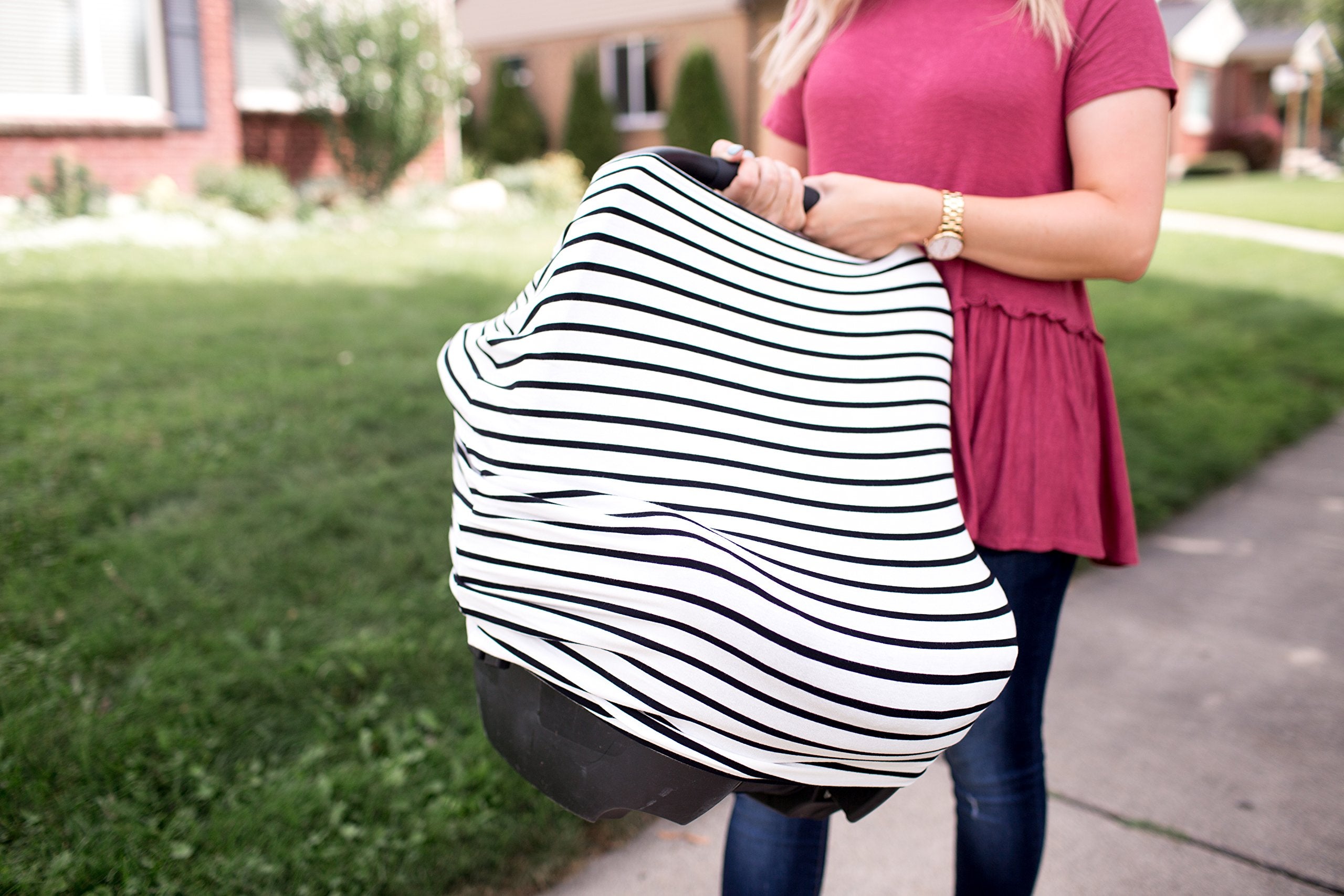 Copper Pearl multi-use cover folds compactly for purse-ready storage and on-the-go use.