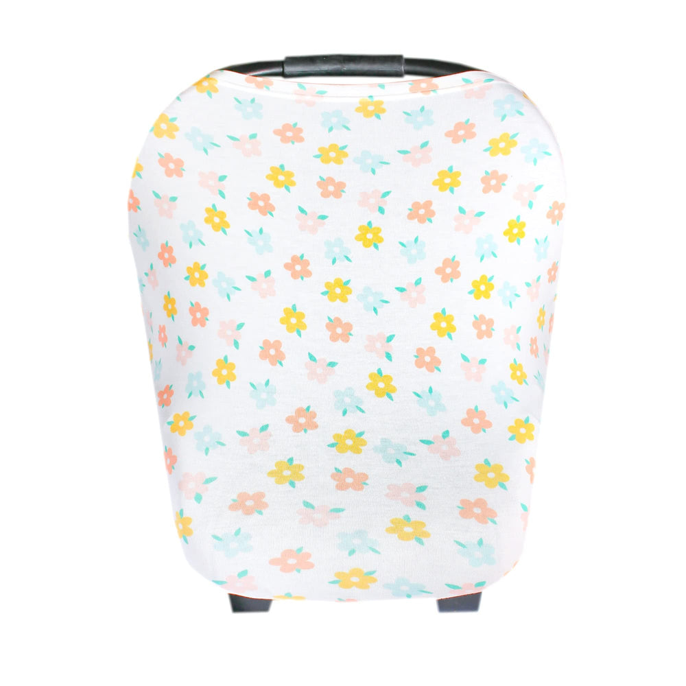 Copper Pearl Daisy multi-use cover on a car seat showing all-season protection.