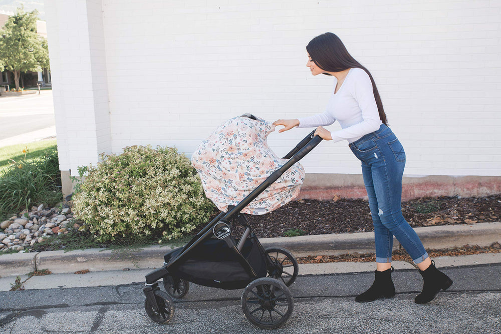 Copper Pearl fold-and-store capability-autumn print fits in a diaper bag.