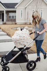 Copper Pearl shopping cart cover creates a clean, comfortable space outside the home.