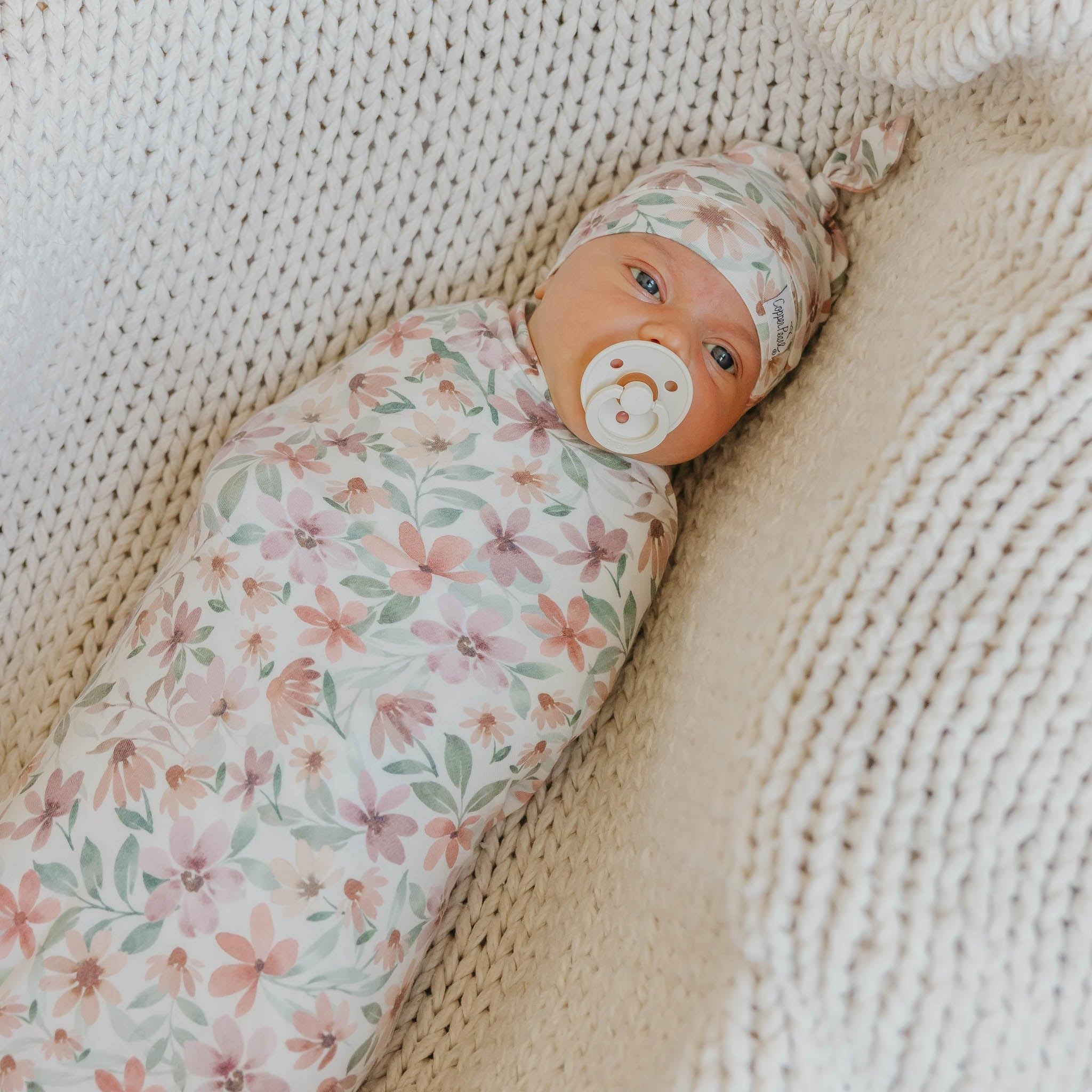 Copper Pearl Natalie Knit Blanket Single packaged for gift-ready baby shower styling