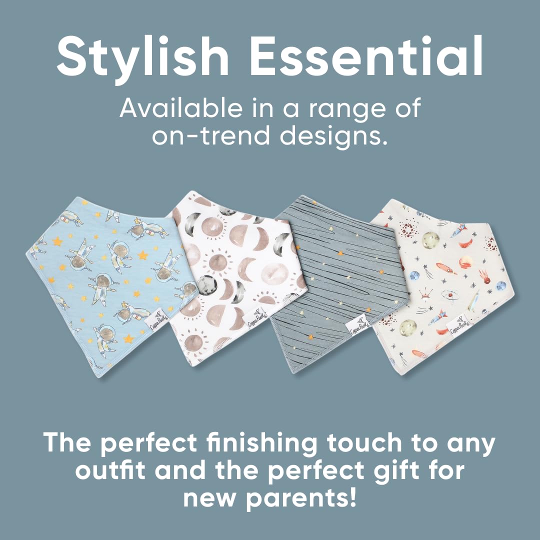 Copper Pearl Neil bib styled with outfits for cute, clean looks.
