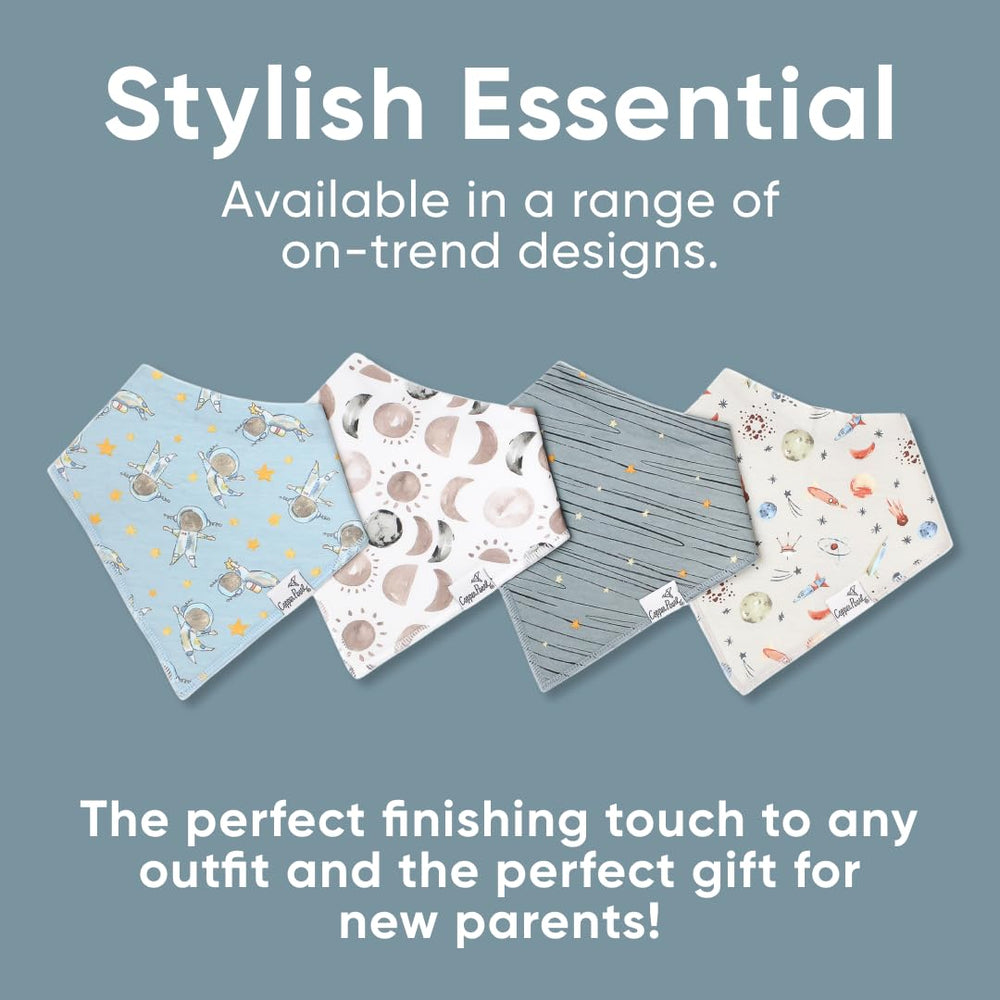 Copper Pearl Neil bib styled with outfits for cute, clean looks.