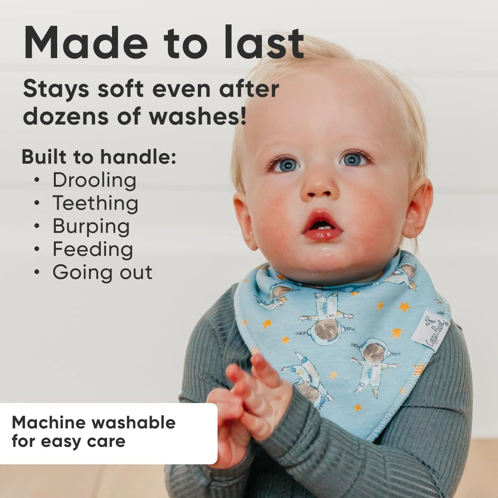Copper Pearl Neil bib adjustable snaps fit newborn to toddler.